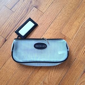Soho Black & White Makeup Bag w/Mirror